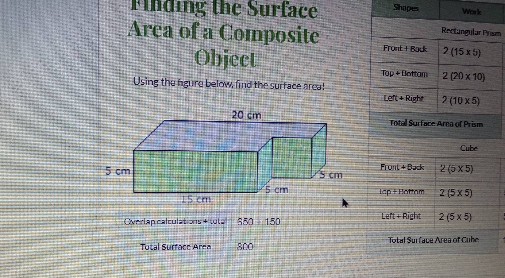 Solved: Finding the Surface Shapes Work Area of a Compositeism Object ...