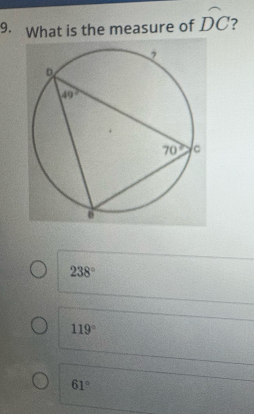 What is the measure of widehat DC 2
238°
119°
61°