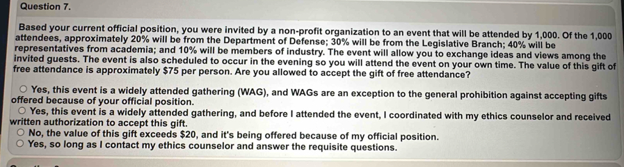 Solved: Based your current official position, you were invited by a non ...