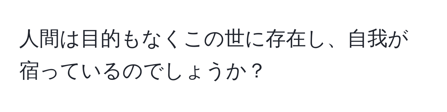 人間は目的もなくこの世に存在し、自我が宿っているのでしょうか？