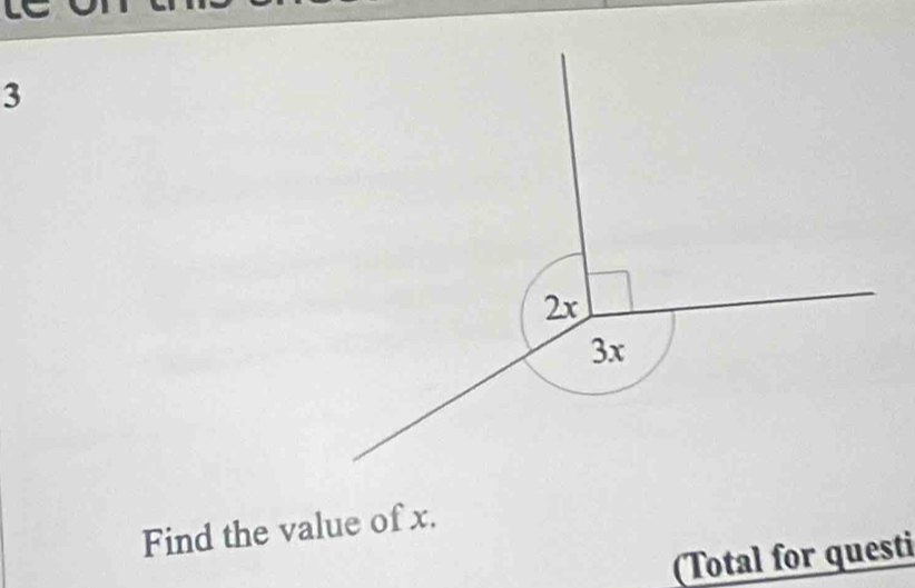 Find the value of x. 
(Total for questi