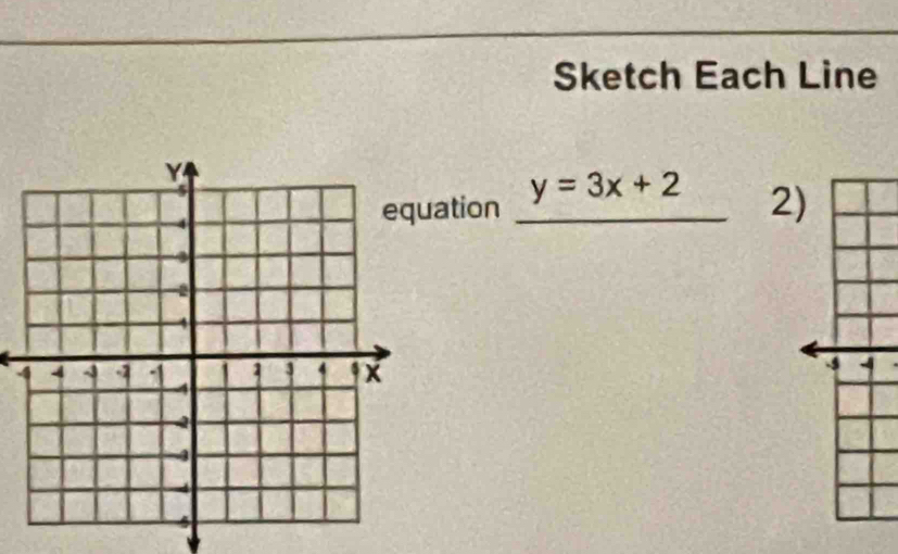 Sketch Each Line 
ation y=3x+2
2)
5 4