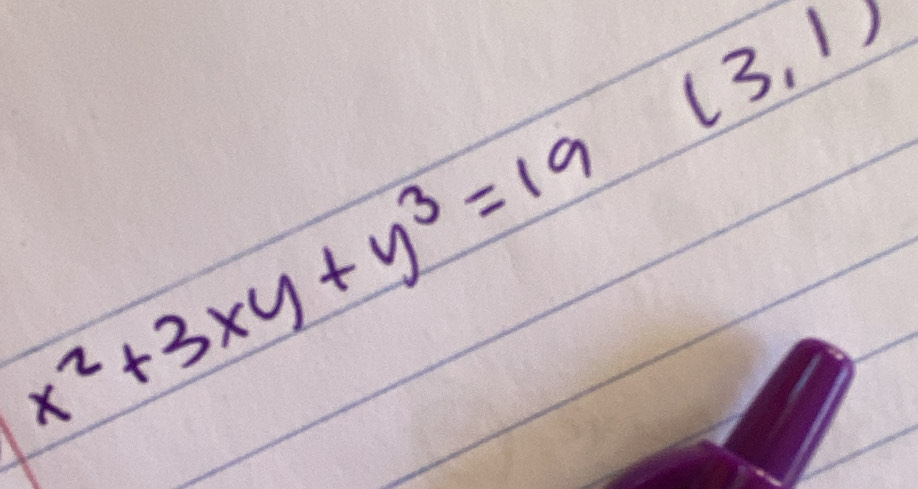 x^2+3xy+y^3=19(3,1)