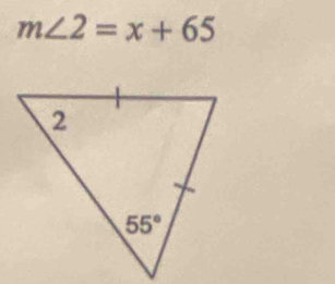 m∠ 2=x+65