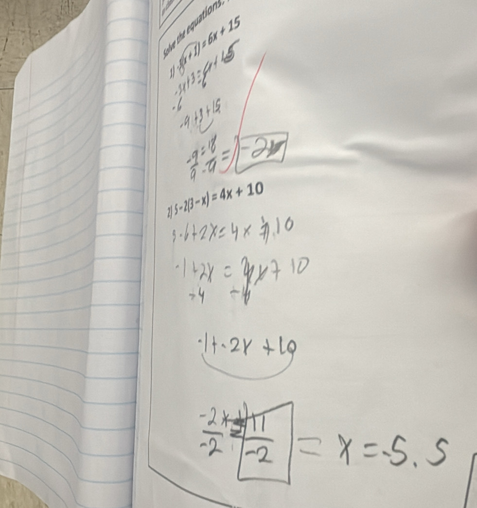 f(x+1)=6x+15
ve the equation 
2 5-2(3-x)=4x+10