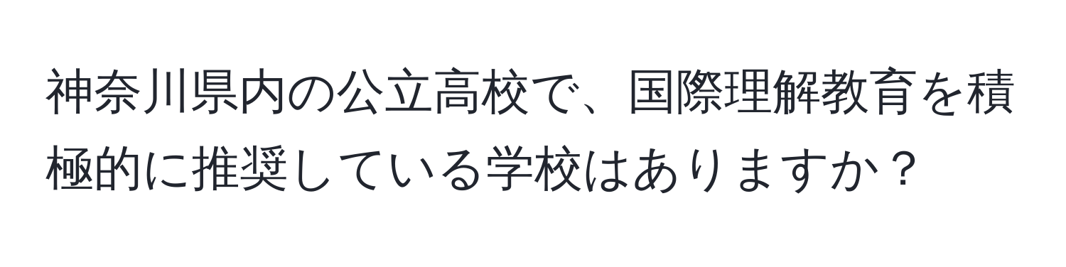 神奈川県内の公立高校で、国際理解教育を積極的に推奨している学校はありますか？