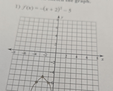 en the graph. 
1) f(x)=-(x+2)^2-5