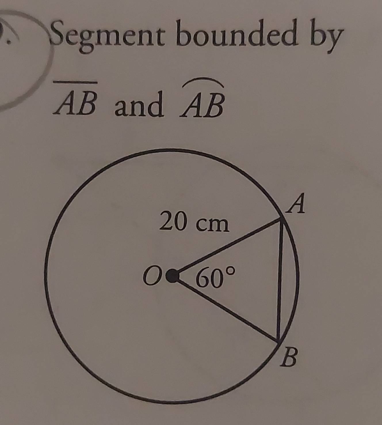 Segment bounded by
overline AB and
widehat AB