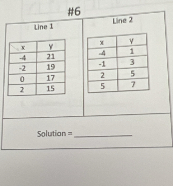 #6 
Line 1 Line 2 




Solution =_