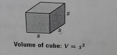 Volume of cube: V=s^3