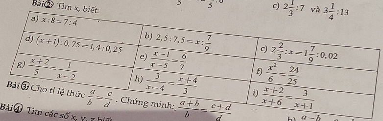 3 5^(· 0) c) 2 1/3 :7°
Bài② Tìm x, b
Bố x, 1 17
L、 a-b