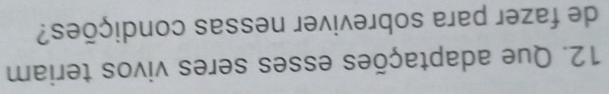 Que adaptações esses seres vivos teriam 
de fazer para sobreviver nessas condições?