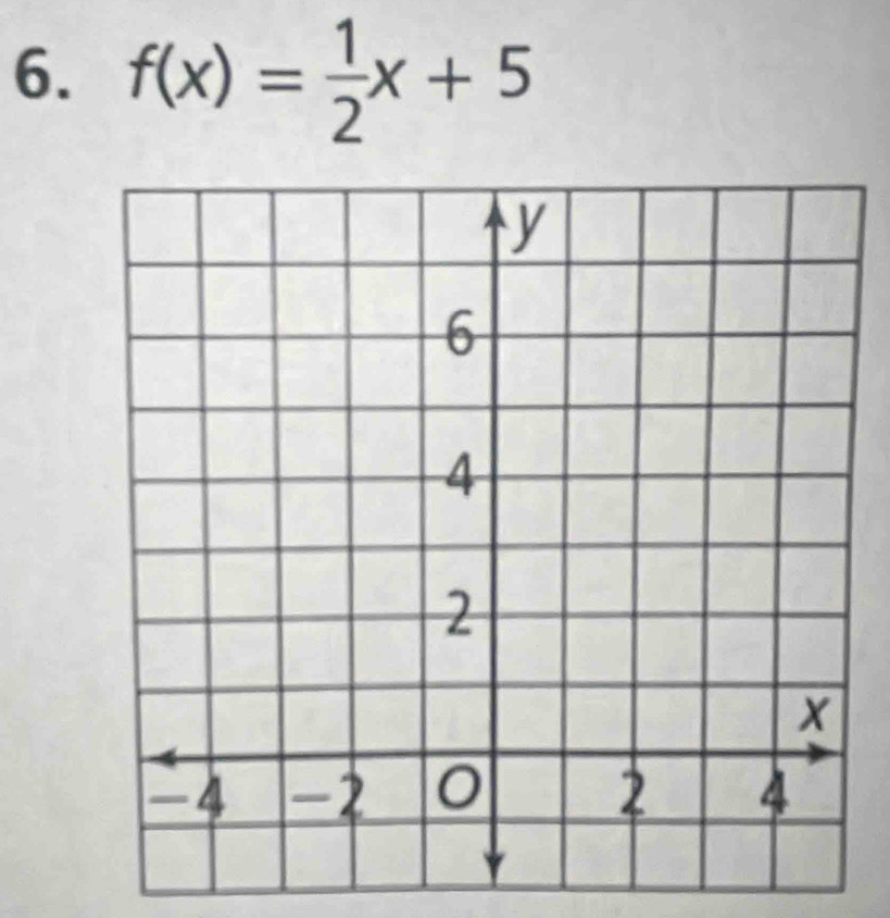 f(x)= 1/2 x+5