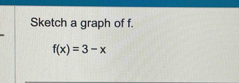 Sketch a graph of f.
f(x)=3-x