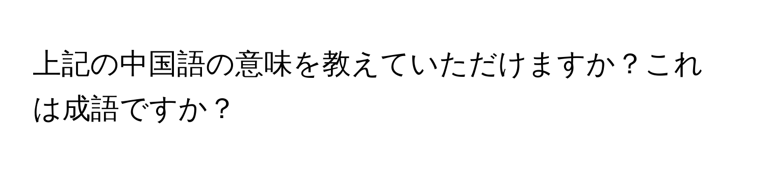 上記の中国語の意味を教えていただけますか？これは成語ですか？