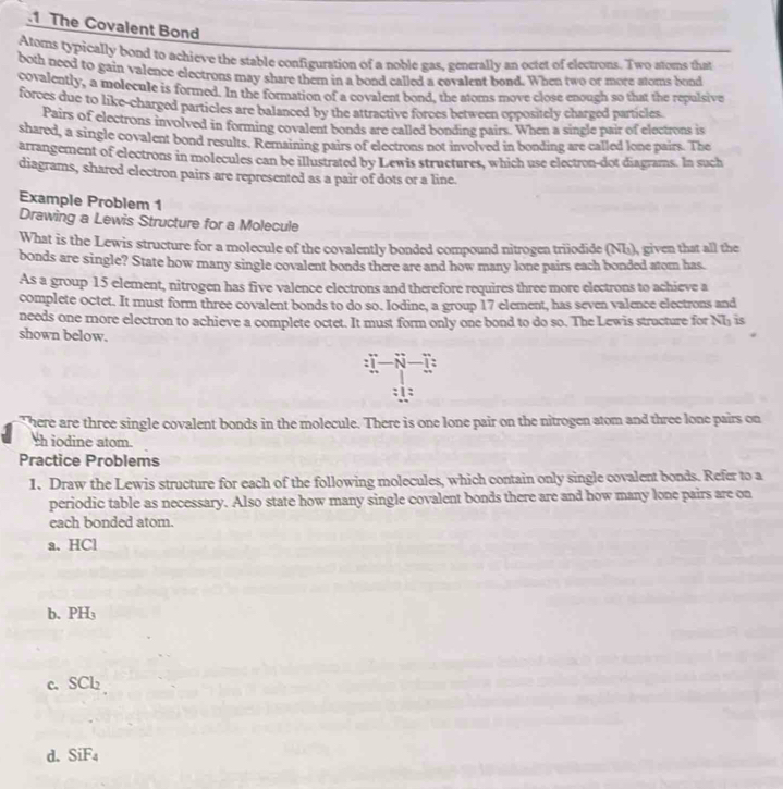 Solved: .1 The Covalent Bond Atoms typically bond to achieve the stable ...