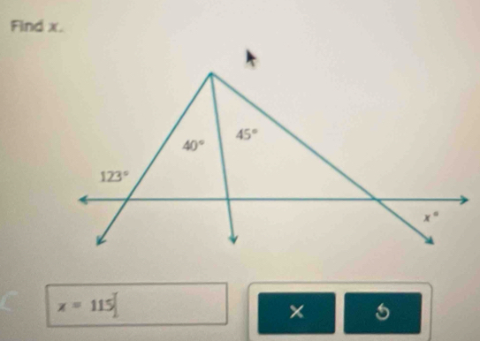 Find x.
x=115