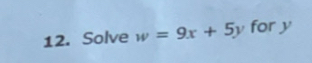 Solve w=9x+5y for y