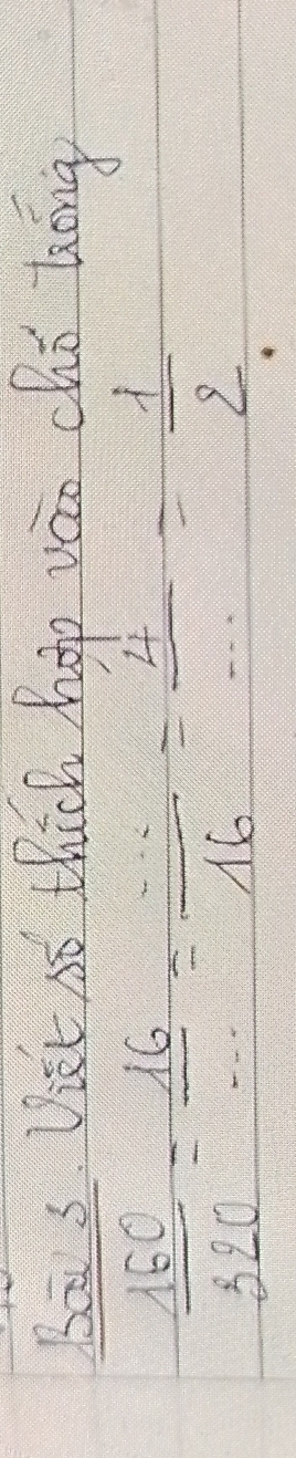 Bas Vit so thick hop vao chi long
 160/320 = 16/·s  = ·s /16 = 4/·s  = 1/2 