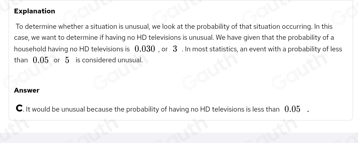 Solved: Using the data given below, determine whether it would unusual ...