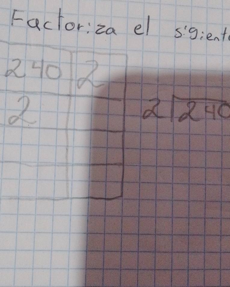 Factoriza el sigient
2402
2
2sqrt(240)