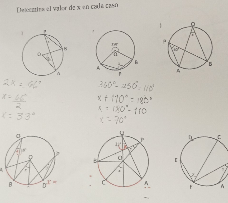 Determina el valor de x en cada caso
4