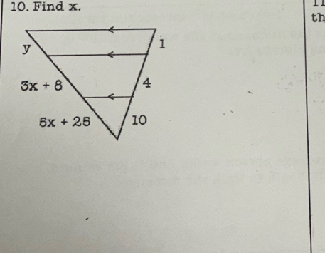 Find x.
th