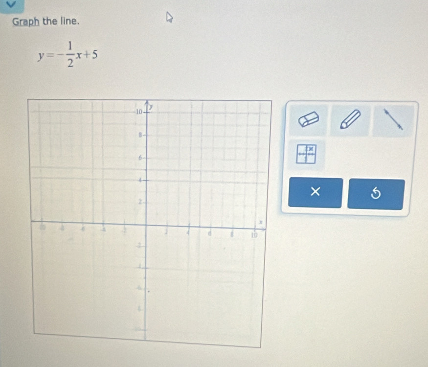 Graph the line.
y=- 1/2 x+5
x
×