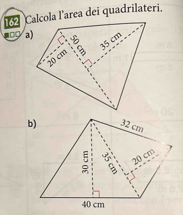 162 Calcola l’area dei quadrilateri. 
a)