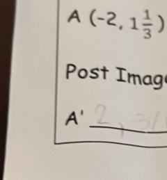 A(-2,1 1/3 )
Post Imag
A' _