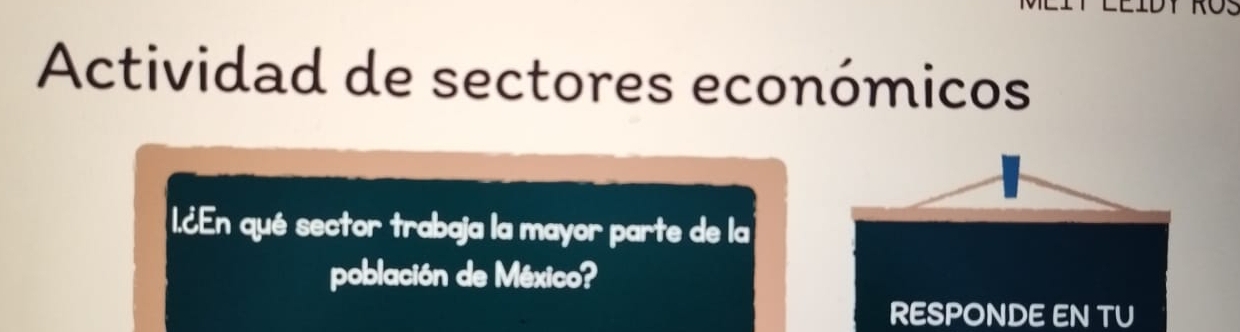 Actividad de sectores económicos 
l.¿En qué sector trabaja la mayor parte de la 
población de México? 
RESPONDE EN TU