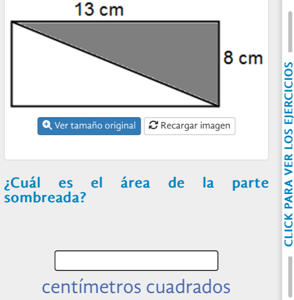 ¿Cuál es el área de la parte 
sombreada? 
~
centímetros cuadrados