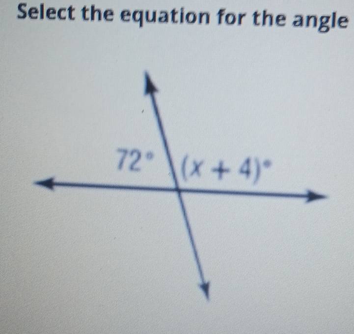 Select the equation for the angle