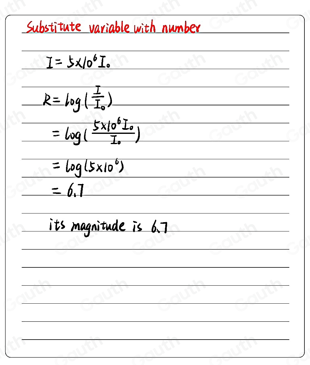 Solved: Application The magnitude R (on the Richter scale) of an ...
