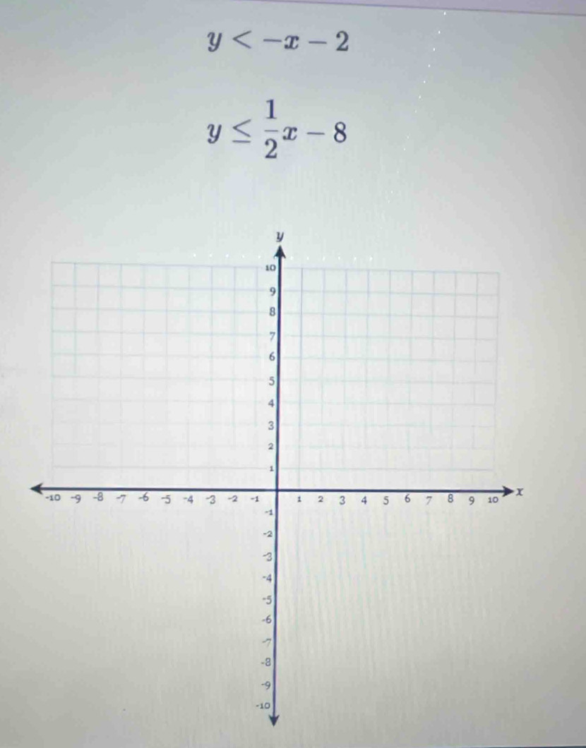 y
y≤  1/2 x-8