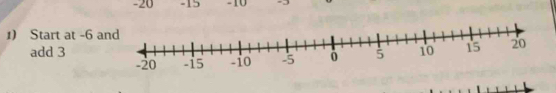 -20 -15 -10 -3
1) Start at -6 a 
add 3