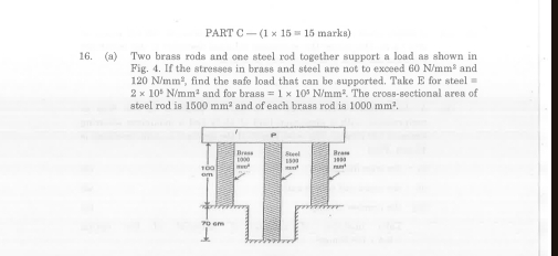 Solved: PART C-(1* 15=15 marks) 16. (a) Two brass rods and one steel ...