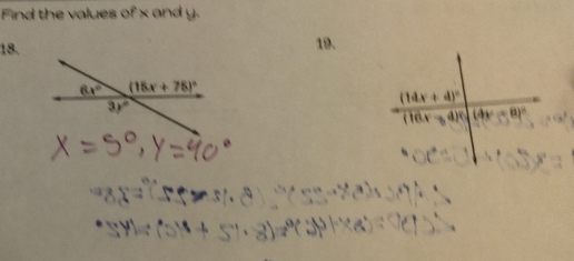 Find the values of x and y.
18. 19.
(+4)