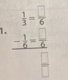 frac  1/3 = □ /□  □ .