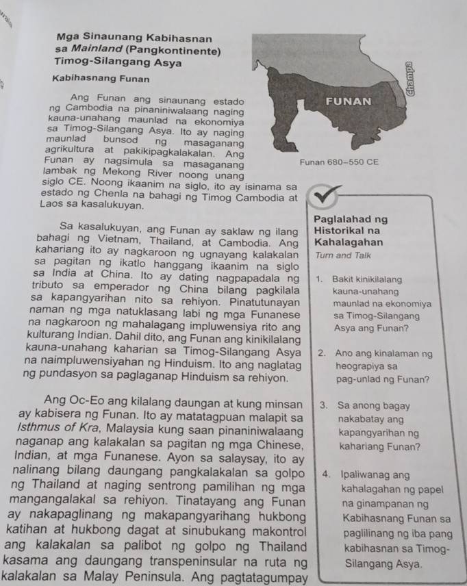 Solved: Mga Sinaunang Kabihasnan sa Mainland (Pangkontinente) Timog ...