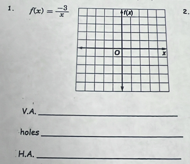 f(x)= (-3)/x 
2.
V.A._
_
holes
H.A._