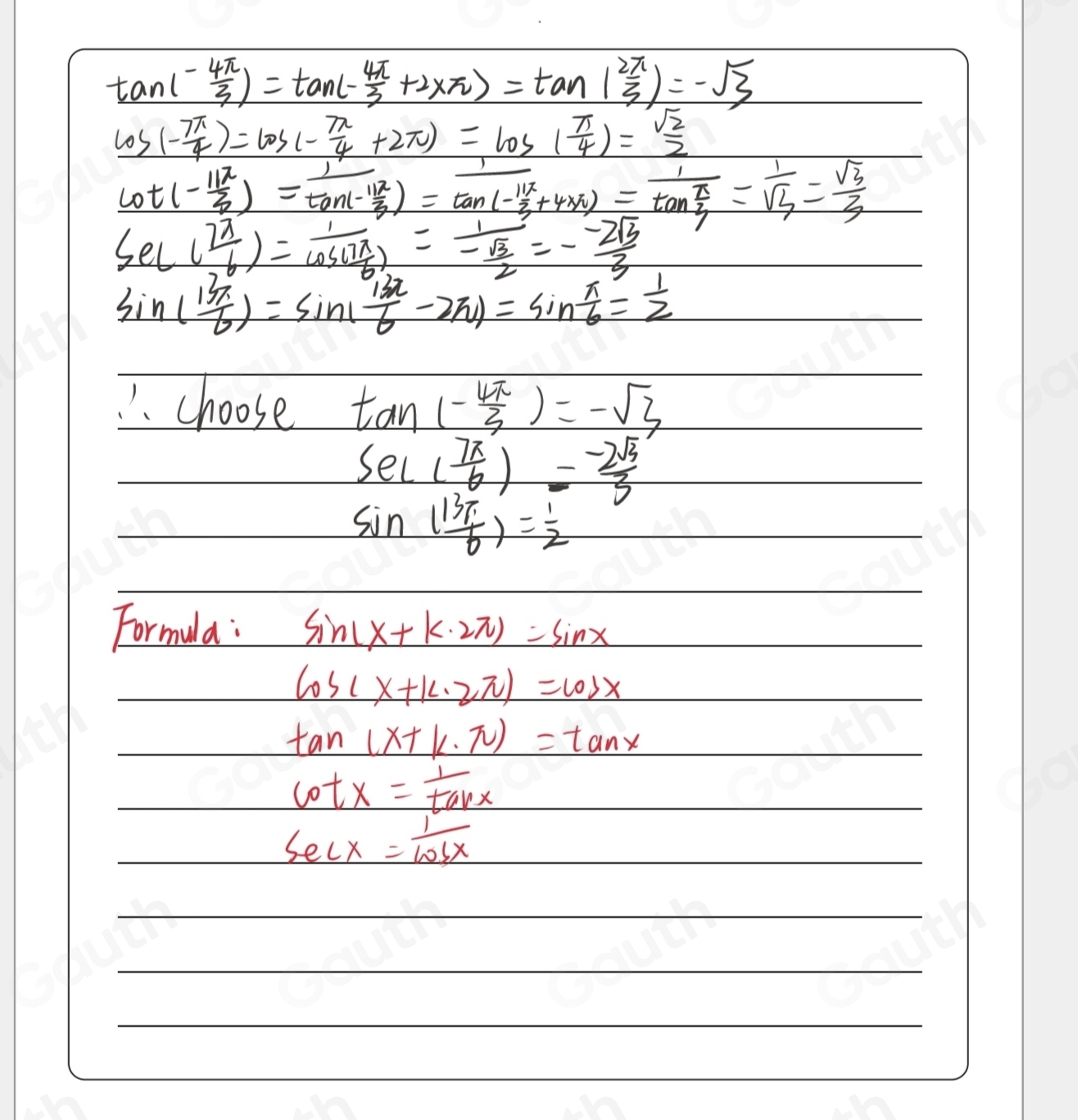 Solved: Choose all the correct statements. tan ( (-4π )/3 )=-sqrt(3 ...