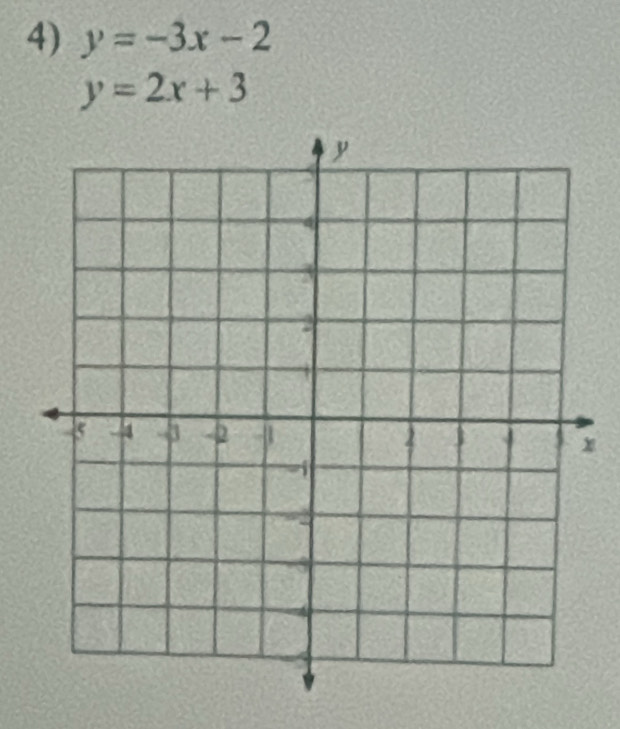 y=-3x-2
y=2x+3
x