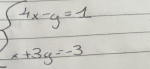 beginarrayl 4x-y=1 x+3y=-3endarray.