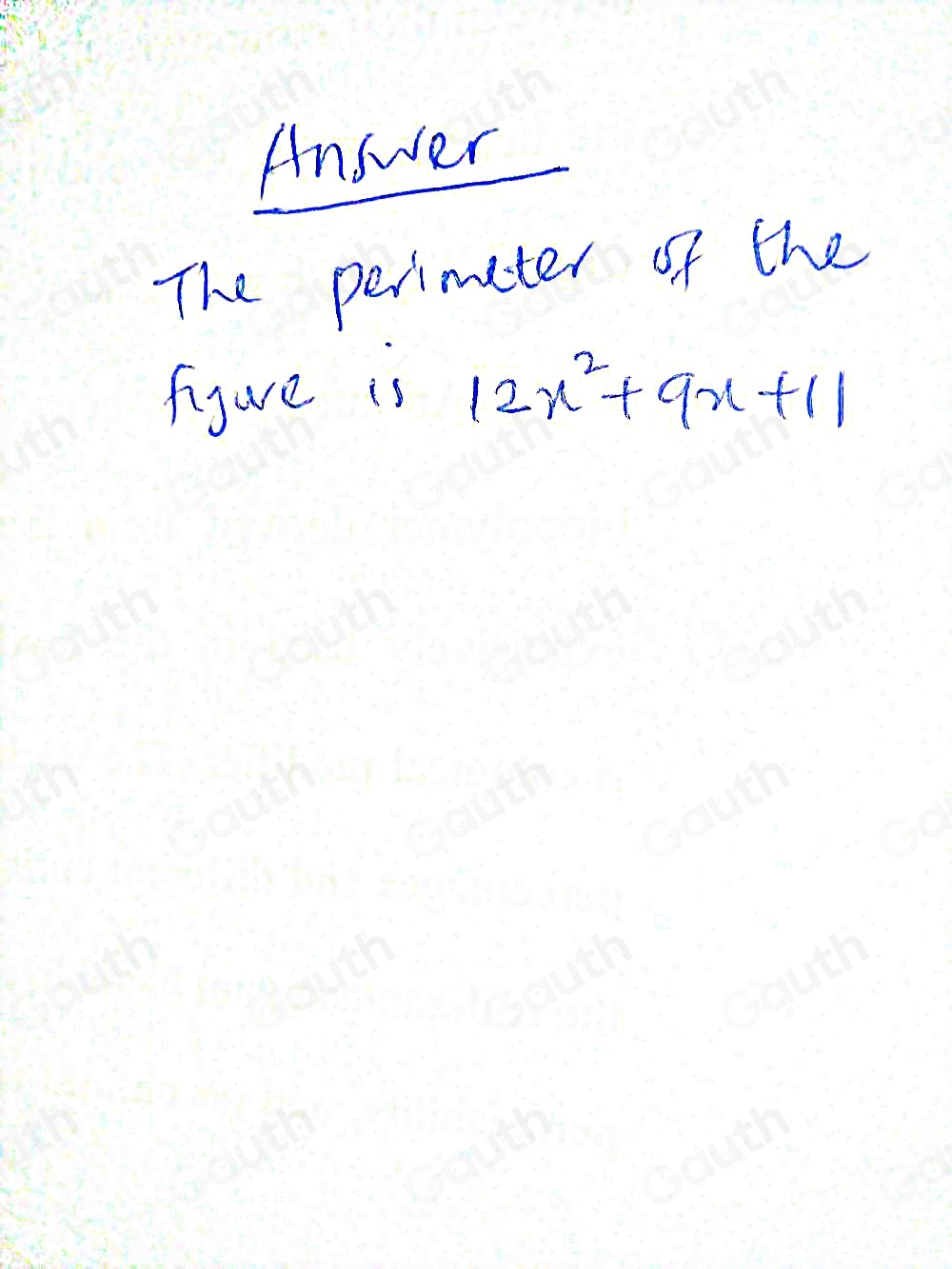 Solved: Find the perimeter of the figure shown on the right. Express it ...