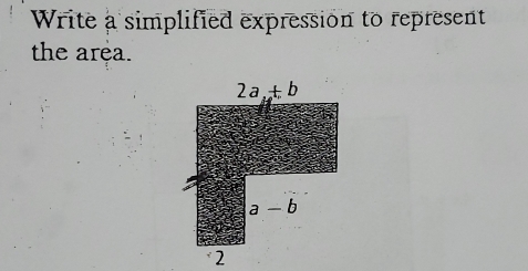 Write a simplified expression to represent
the area.