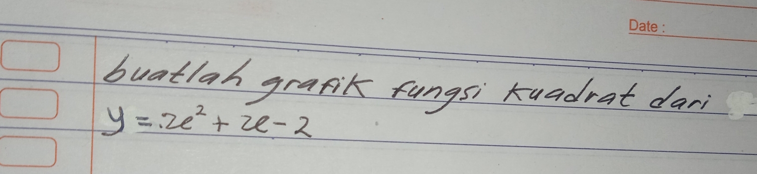 buatlah grafik fungsi Kuadrat dari
y=x^2+x-2