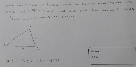 Answer:
∠ A=