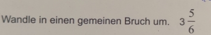 Wandle in einen gemeinen Bruch um. 3 5/6 