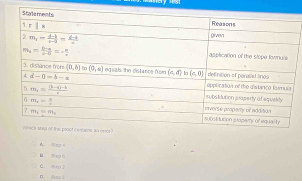 A. Step 4
B. Step 6
C. Step 2
D. Step 5